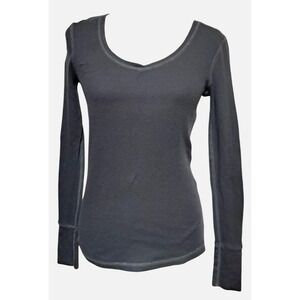 Mossimo Supply Co. Waffle Knit Top Womens Size M Long Sleeve Shirt Gray Cotton